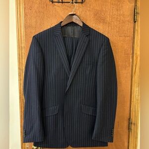Elegant Navy Pinstripe Suit Jacket